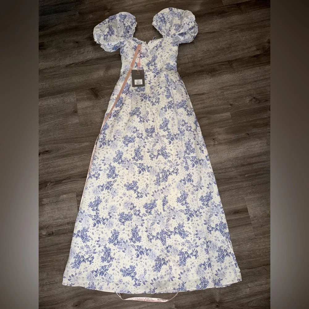 HOUSE OF CB Felizia Floral Puff Sleeve Maxi Dress - Picture 12 of 16